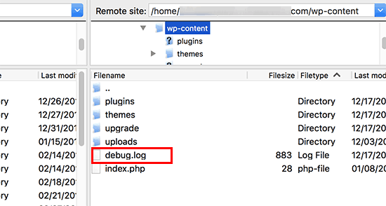 debug log wordpress