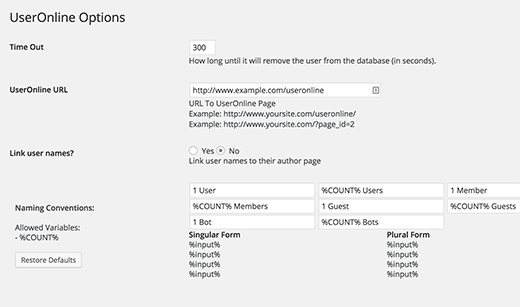 user-online-settings