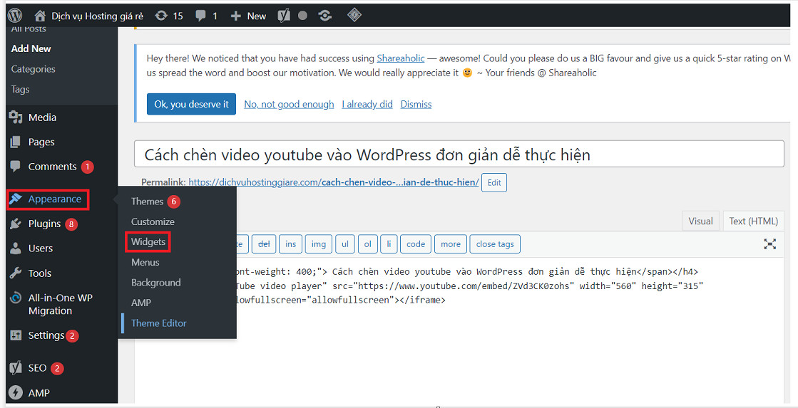 Hướng dẫn cách chèn video Youtube vào WordPress đơn giản dễ thực hiện