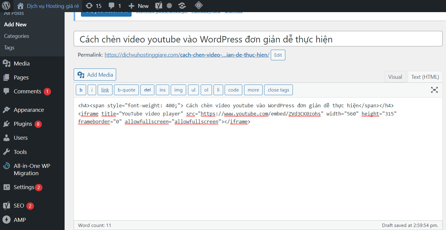 Hướng dẫn cách chèn video Youtube vào WordPress đơn giản dễ thực hiện